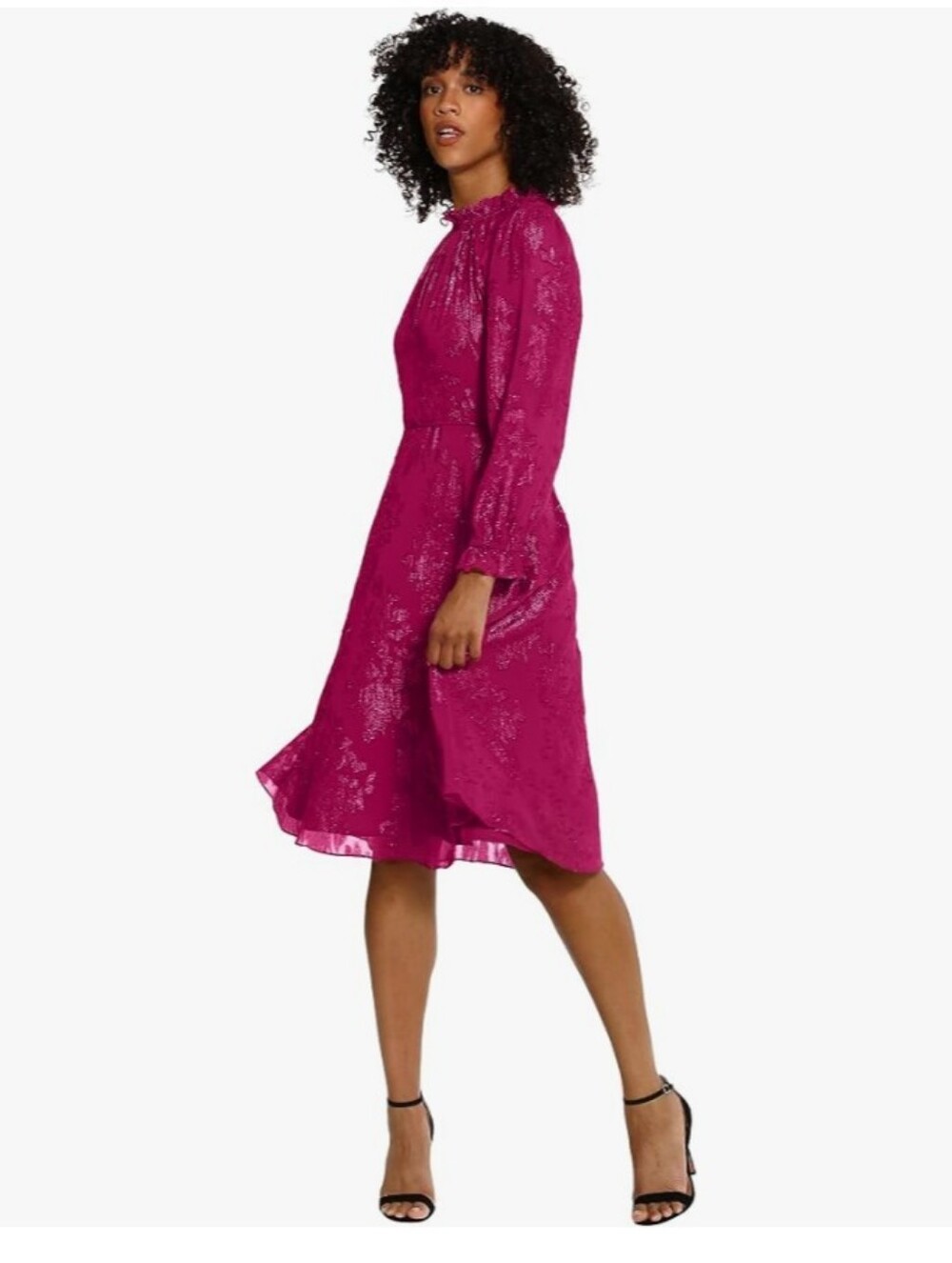 Elegant Burgundy Long-Sleeve Dress - Picture 8 of 9